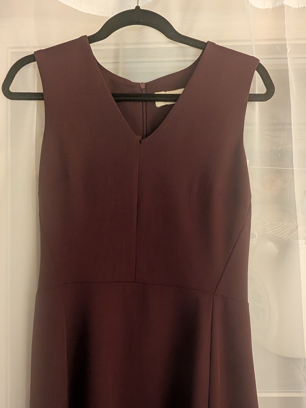 MM Lafluer Sleeveless V-Neck Women's Sheath Dress in Deep Burgundy
